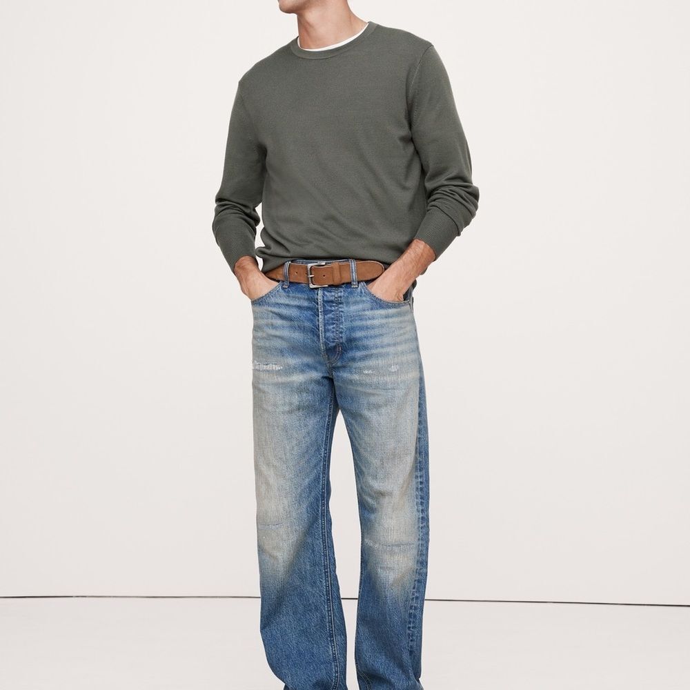 BANANA REPUBLIC ITALIAN MERINO CREW-NECK SWEATER grey size Small‎ NWT